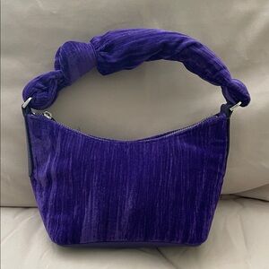 Elegant Purple Velvet Bag w/Detachable Crossbody Strap - Like New!